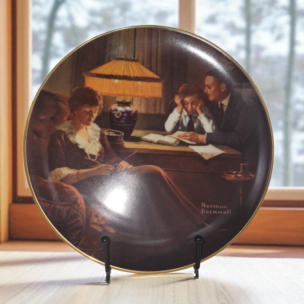 Norman Rockwell's Father's Help Collector Plate Bradford Exchange Knowles 1984